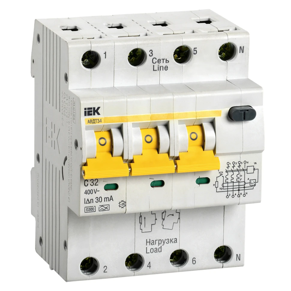 Автоматический выключатель дифференциального тока IEK MAD22-6-032-C-30