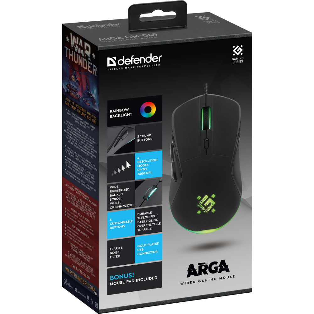 Мышь Defender Arga GM-049 Black (52049) - фото 4