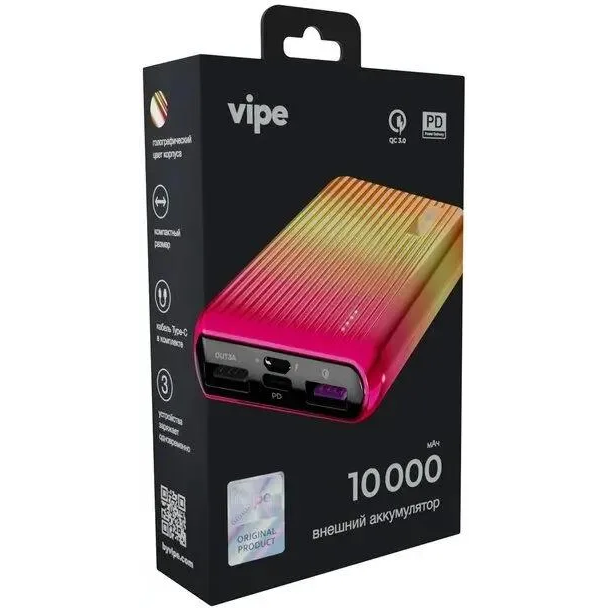 Внешний аккумулятор Vipe Onyx 10000mAh Red - VPPBONYX10KHRED - фото 4