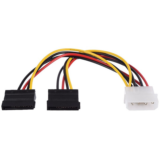 Переходник Molex - 2x SATA Power, 0.2м, GoPower 00-00029040