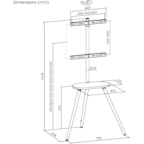 Мобильная стойка FIX FS28-44F-04 - фото 2