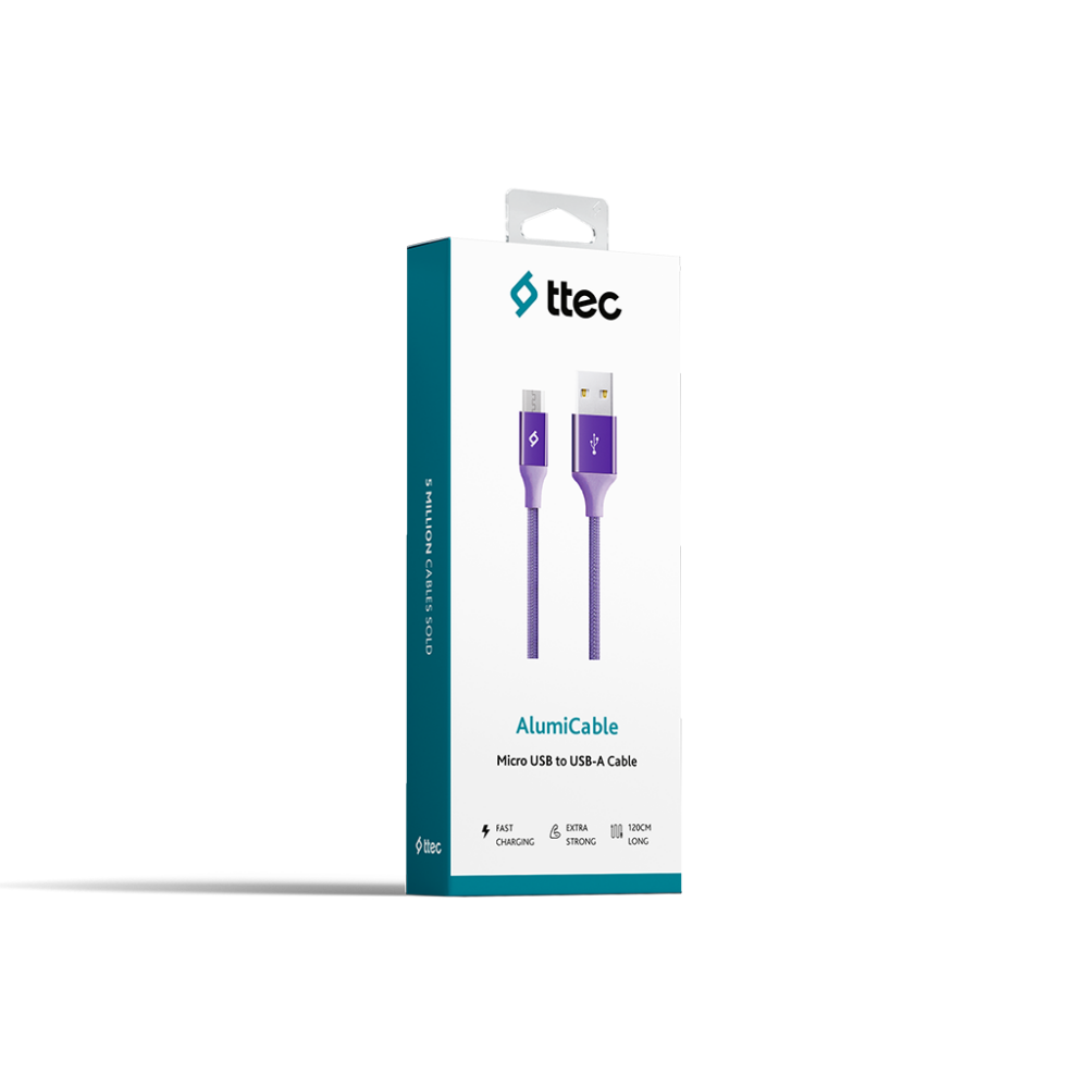 Кабель USB A (M) - microUSB B (M), 1.2м, ttec 2DK11 Purple - фото 4