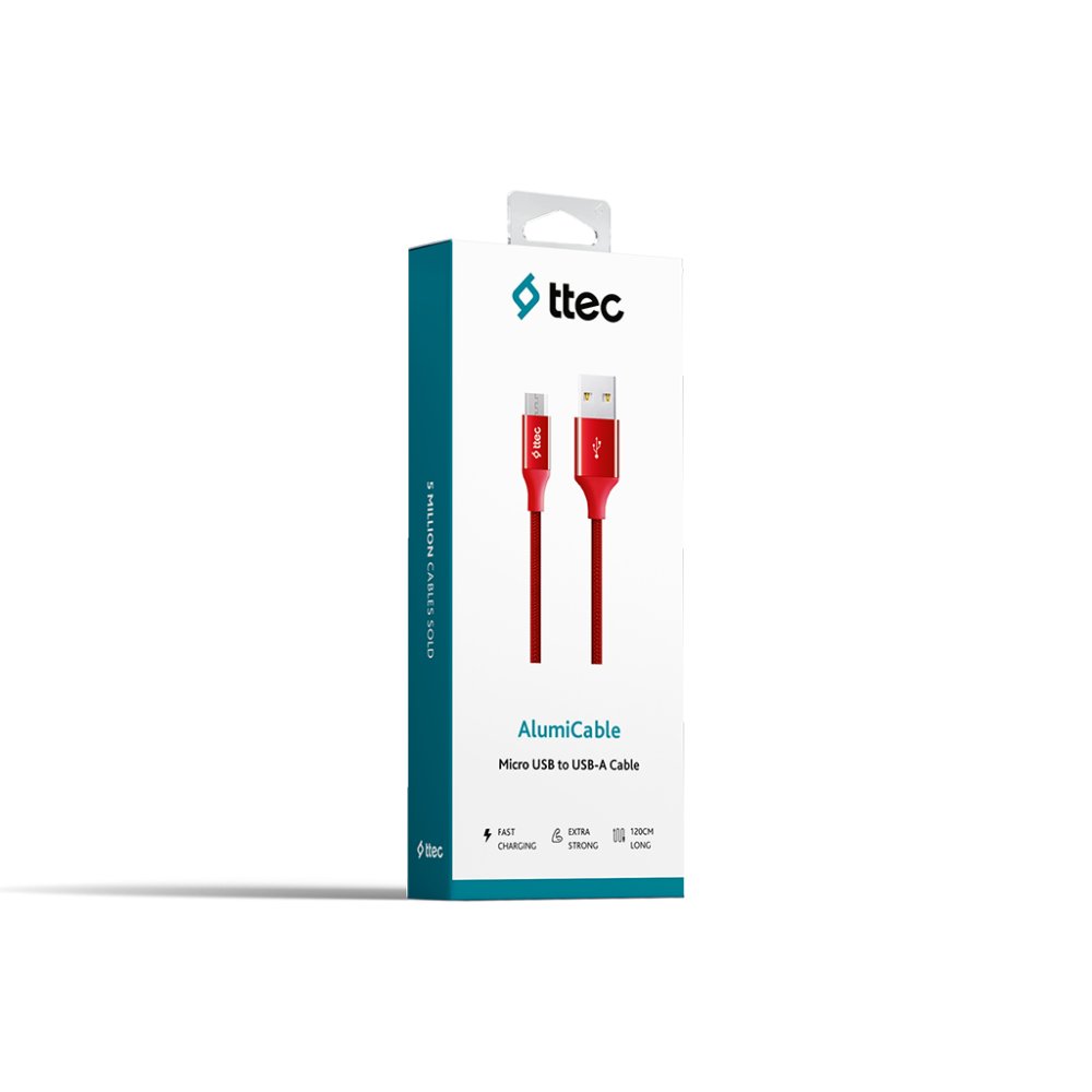 Кабель USB A (M) - microUSB B (M), 1.2м, ttec 2DK11 Red - фото 4