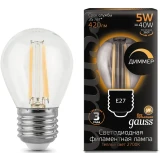 Светодиодная лампочка Gauss Filament Globe 2700K (5 Вт, E27) Dimmable, 10шт. (105802105-D)