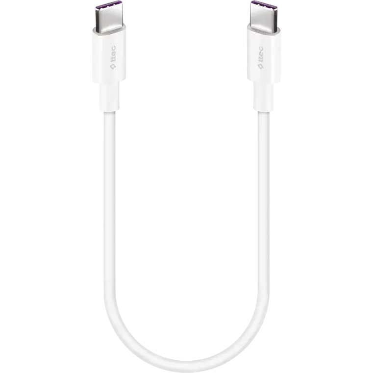 Кабель USB Type-C - USB Type-C, 0.3м, ttec 2DK47 White
