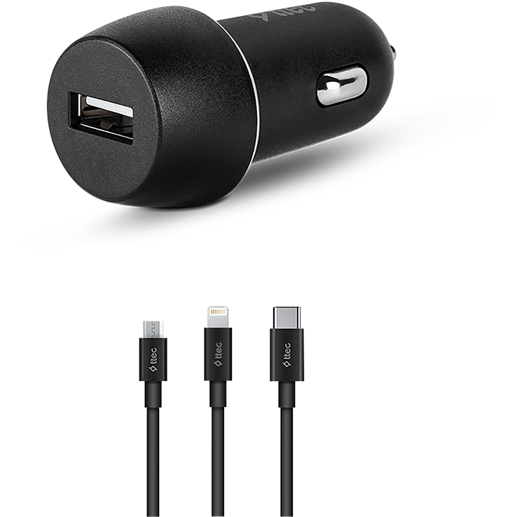 Автомобильное зарядное устройство ttec SmartCharger 2.1A + Trio Cable Black - 2CKS20T