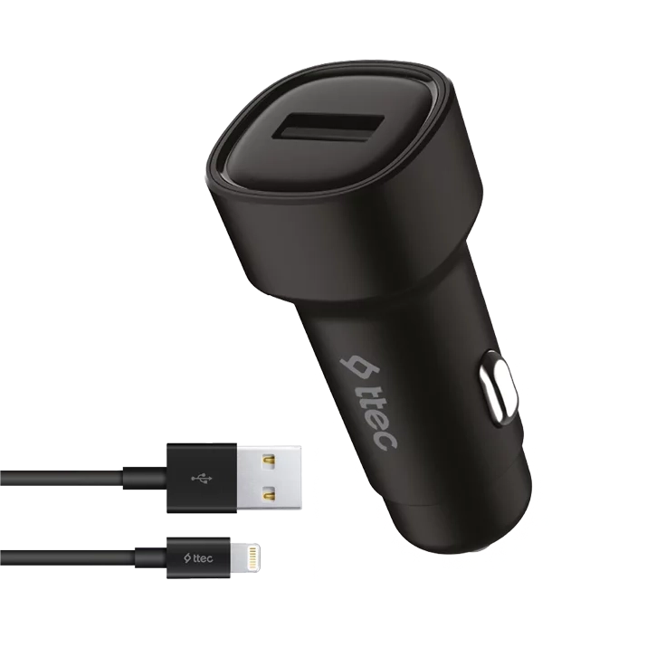 Автомобильное зарядное устройство ttec SmartCharger 2.4A + Lightning Cable Black