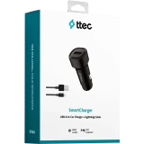 Автомобильное зарядное устройство ttec SmartCharger 2.4A + Lightning Cable Black (2CKS30)