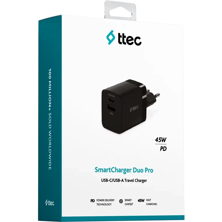 Сетевое зарядное устройство ttec SmartCharger Duo PD 45W Black - 2SCP02 - фото 5