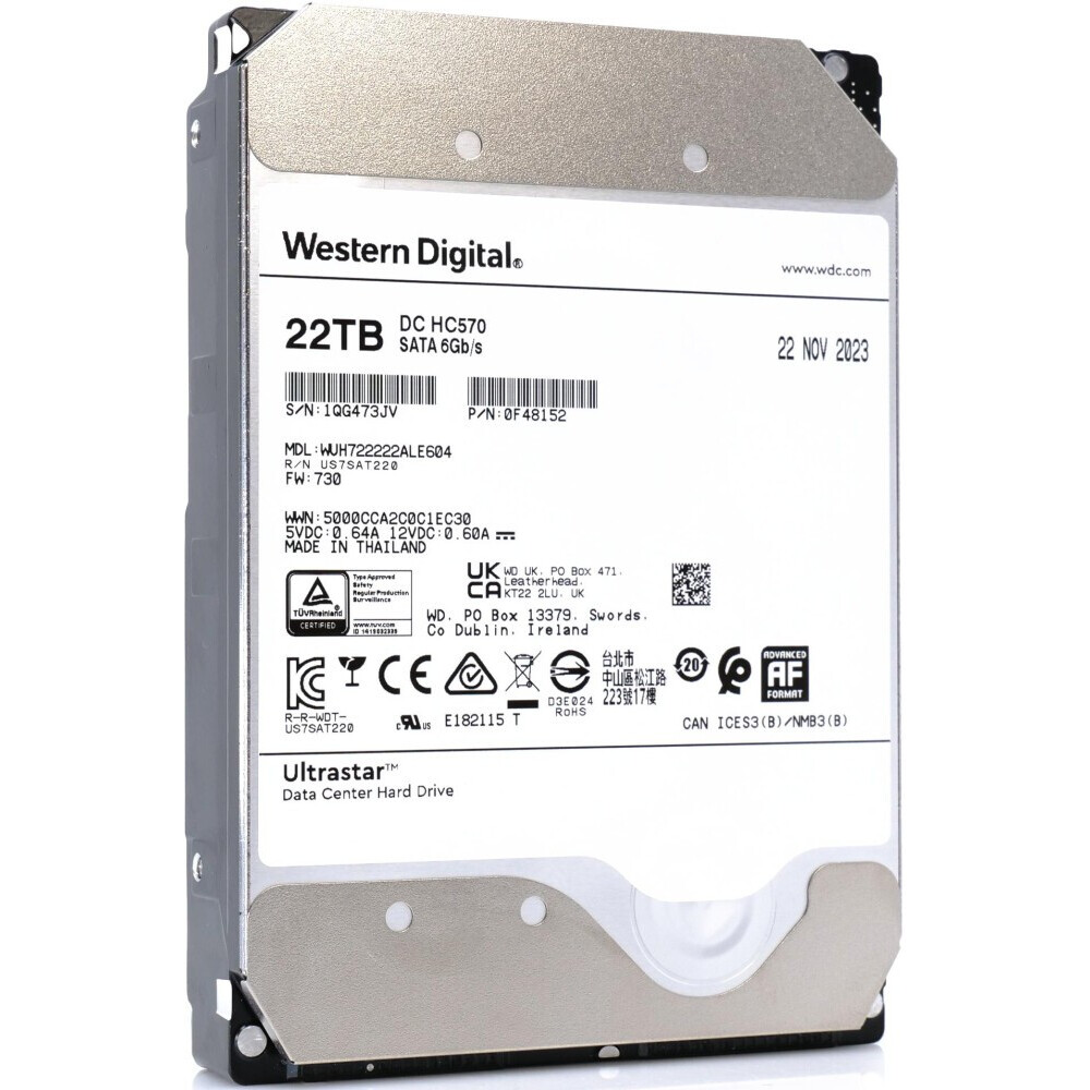Жёсткий диск 22Tb SATA-III WD Ultrastar DC HC570 (0F48152) - WUH722222ALE604