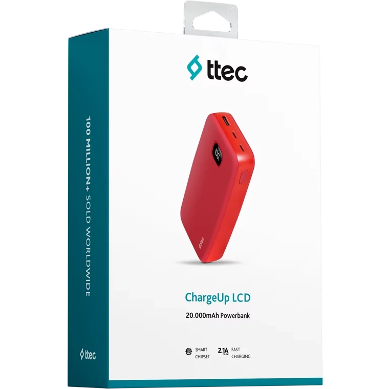 Внешний аккумулятор ttec ChargeUp LCD 20.000 Red - 2BB211 - фото 7