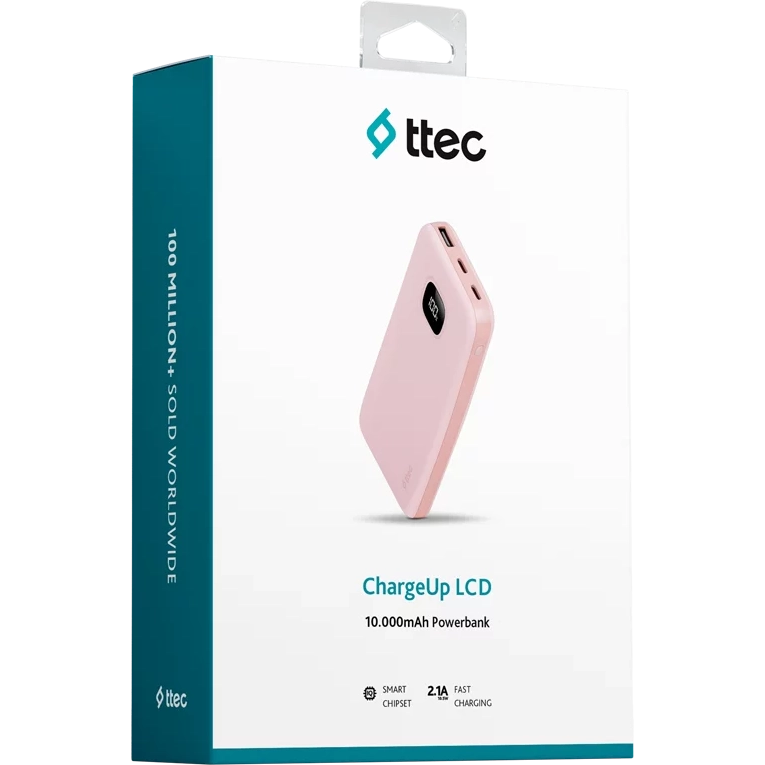 Внешний аккумулятор ttec ChargeUp LCD 10.000 Pink - 2BB205 - фото 7