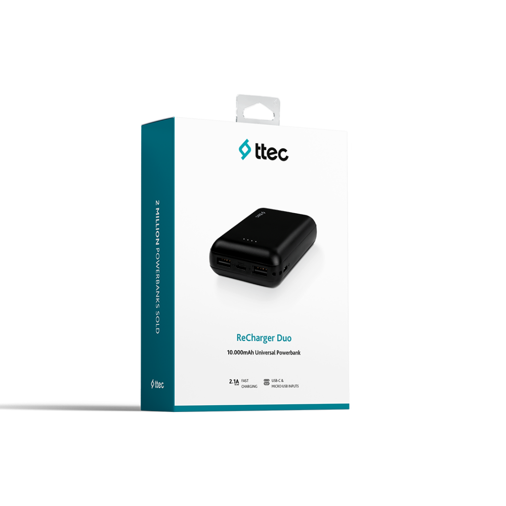 Внешний аккумулятор ttec ReCharger Duo 10.000 Black - 2BB187 - фото 6