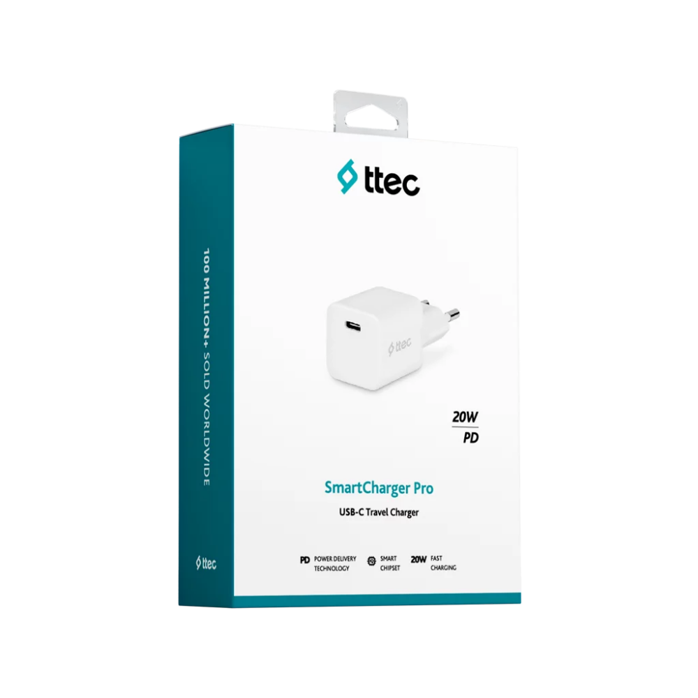 Сетевое зарядное устройство ttec SmartCharger 20W PD + USB-C Cable White - 2SCP01 - фото 5