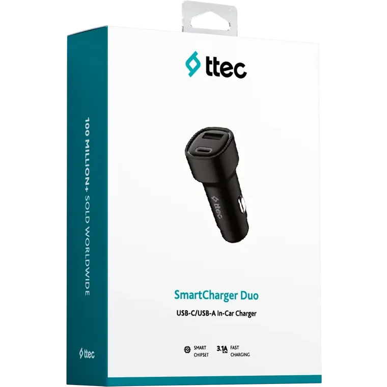 Автомобильное зарядное устройство ttec SmartCharger Duo 3.1A USB-C+USB-A Black - 2CKS35 - фото 5