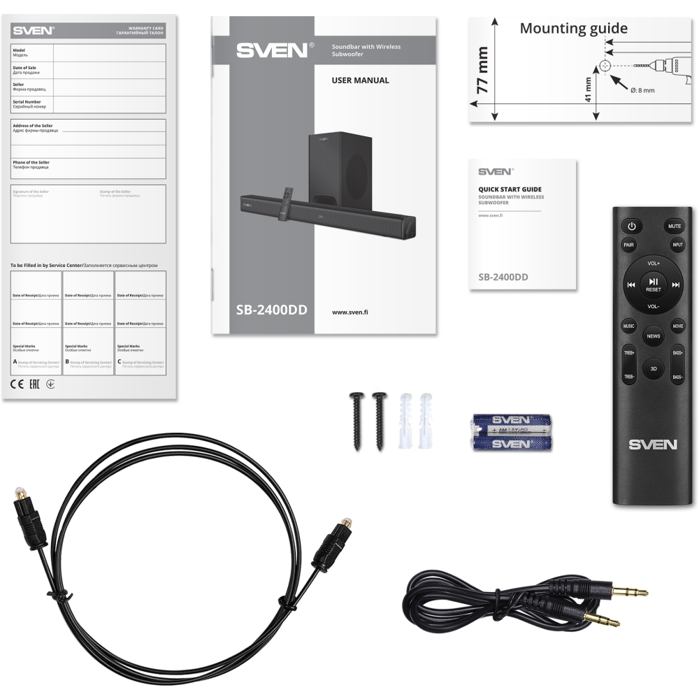 Звуковая панель Sven SB-2400DD Black - SV-022242 - фото 13