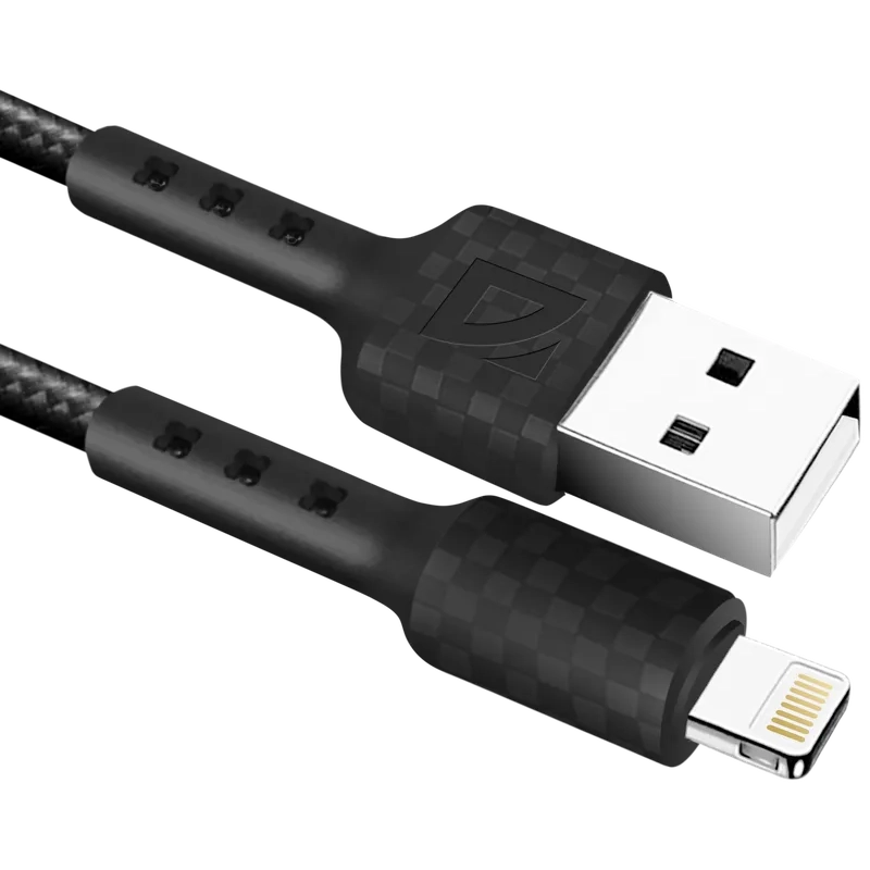 Кабель USB - Lightning, 1м, Defender F181 Black