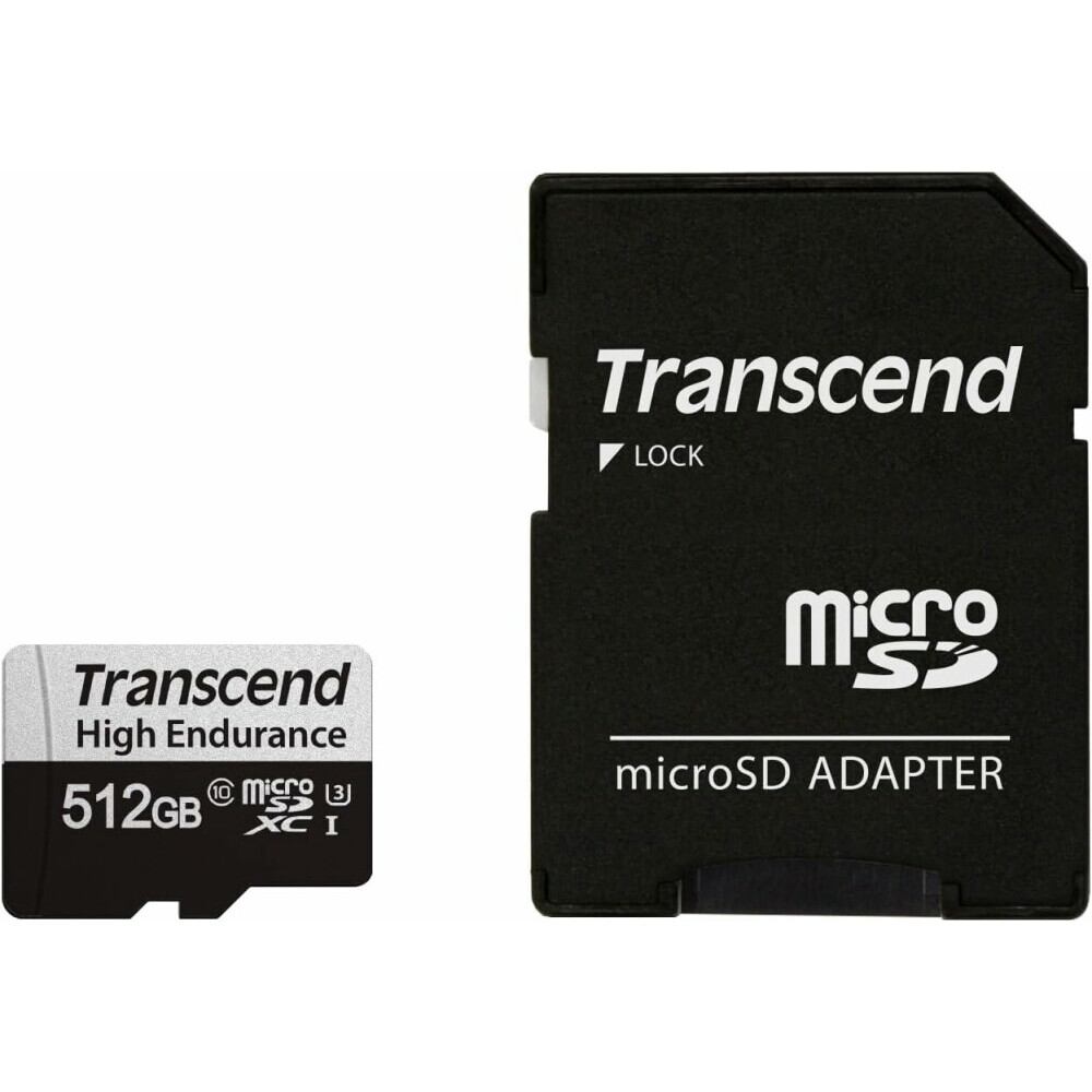 Карта памяти 512GB MicroSD Transcend 350V + SD адаптер (TS512GUSD350V)