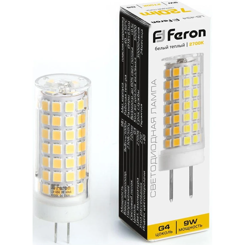 Светодиодная лампочка Feron LB-434 2700K (9 Вт, G4) - 38143 - фото 2