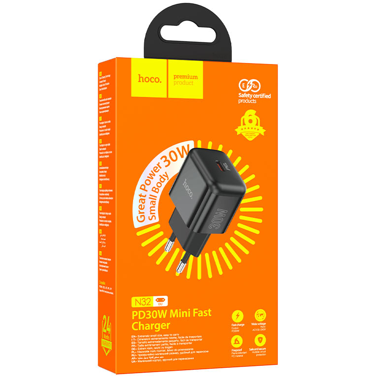 Сетевое зарядное устройство HOCO N32 Glory Black - 6931474789907 - фото 4