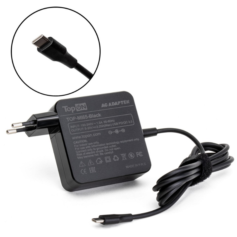 Блок питания для ноутбука TopON TOP-MI65-Black