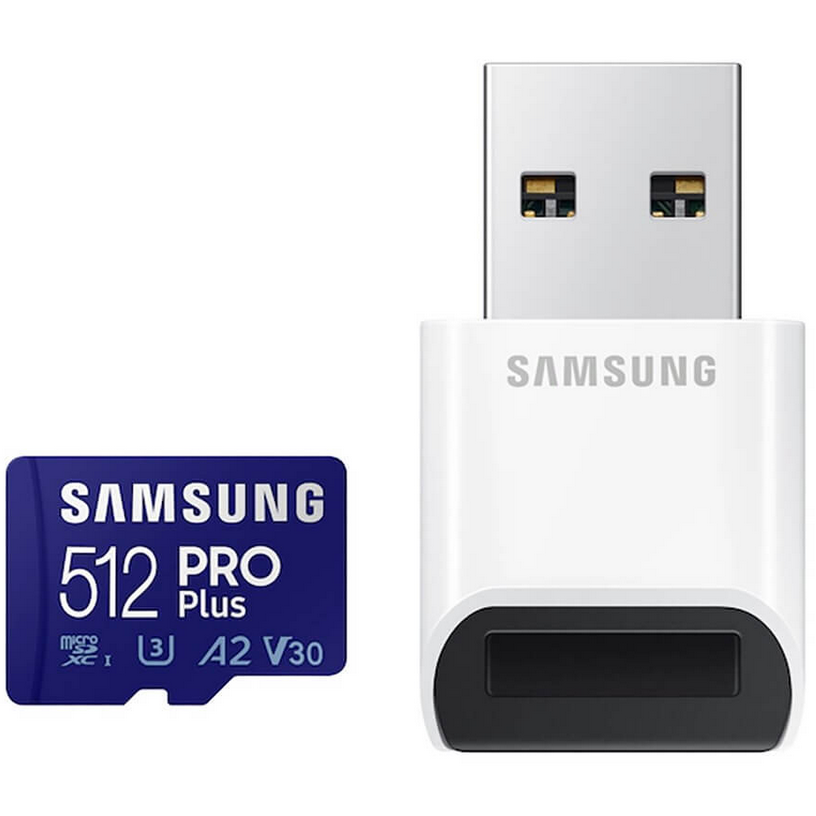 Карта памяти 512Gb MicroSD Samsung PRO Plus + USB-кардридер (MB-MD512KB/WW)