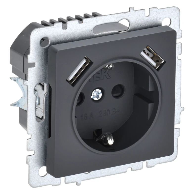 Электрическая розетка IEK BRITE BR-R14-16-U21-D31-K53