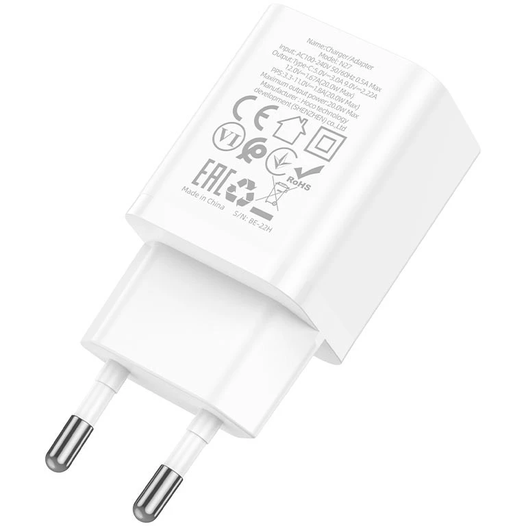 Сетевое зарядное устройство HOCO N27 White - 6931474783455 - фото 2