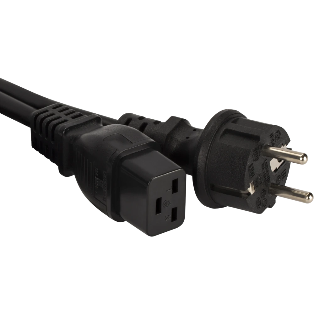Кабель питания Schuko - C19, 0.5м, Lanmaster LAN-PP19/SH-0.5-BK