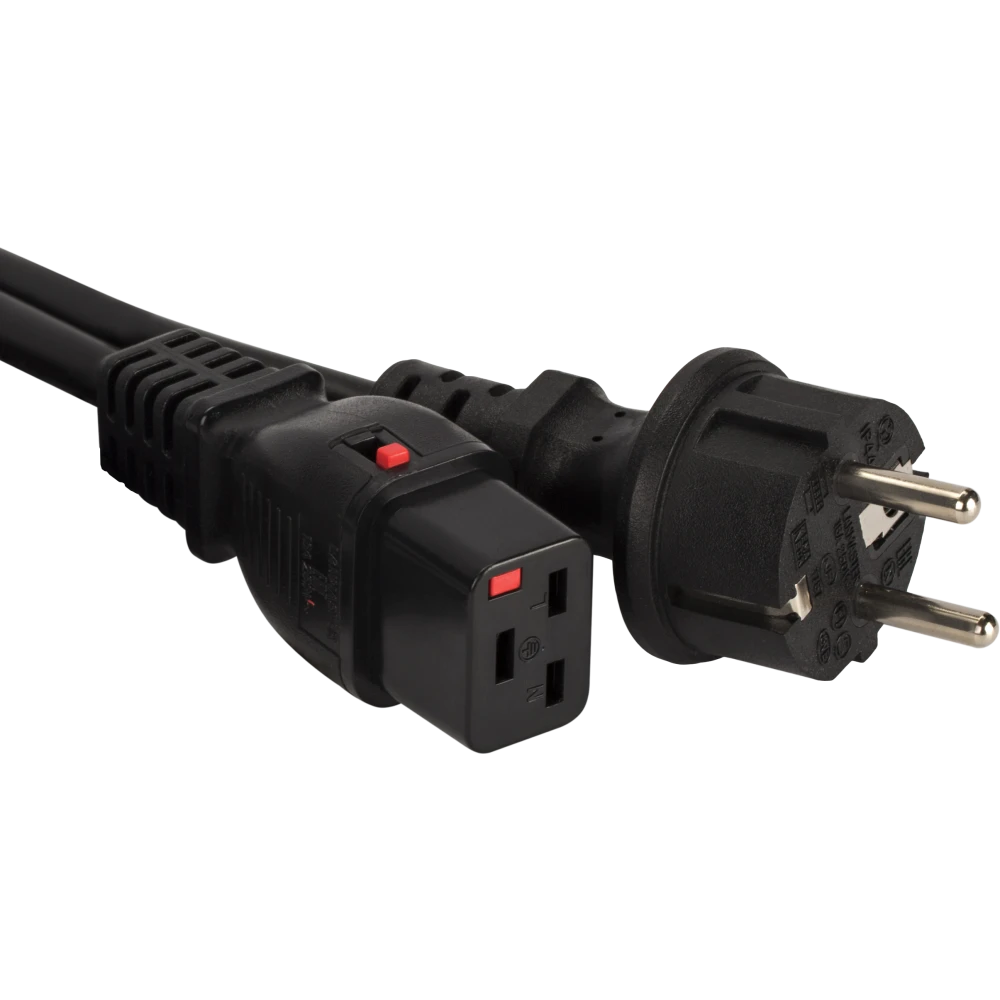 Кабель питания Schuko - C19, 0.5м, Lanmaster LAN-PP19L/SH-0.5-BK