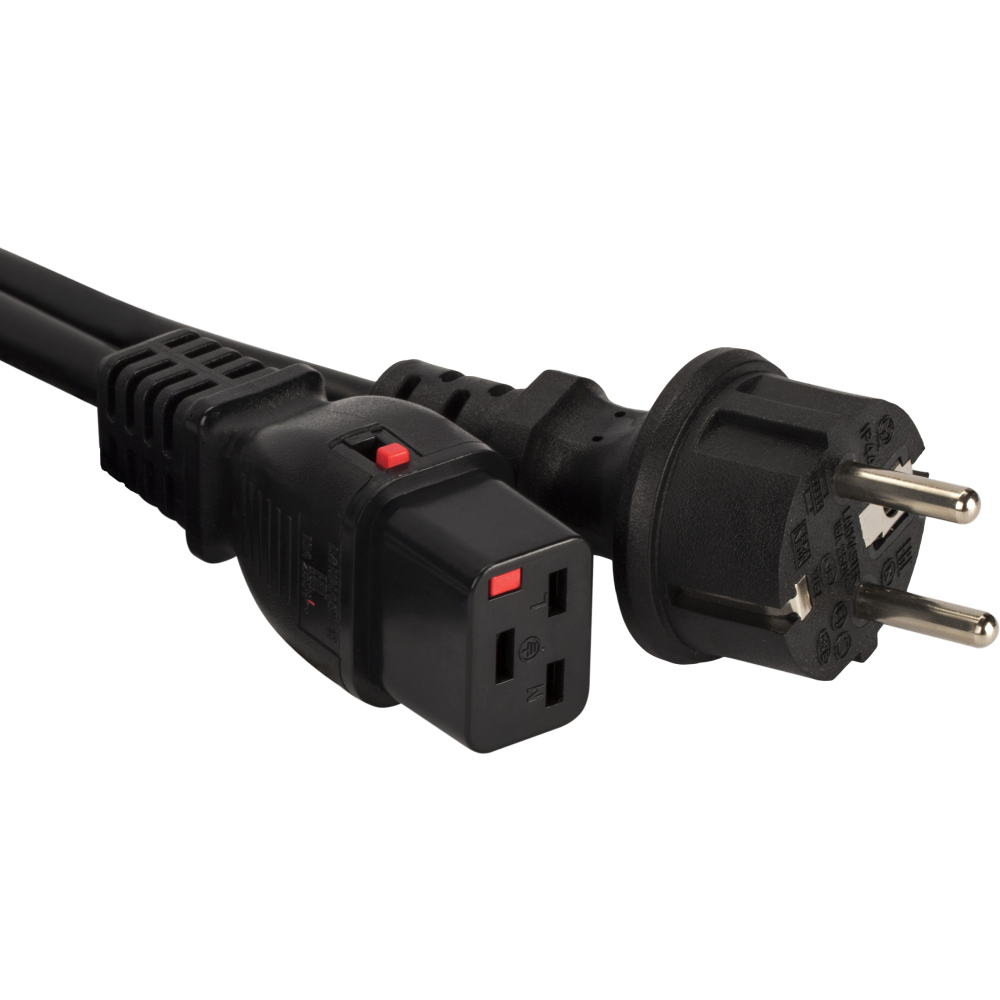 Кабель питания Schuko - C19, 1м, Lanmaster LAN-PP19L/SH-1.0-BK