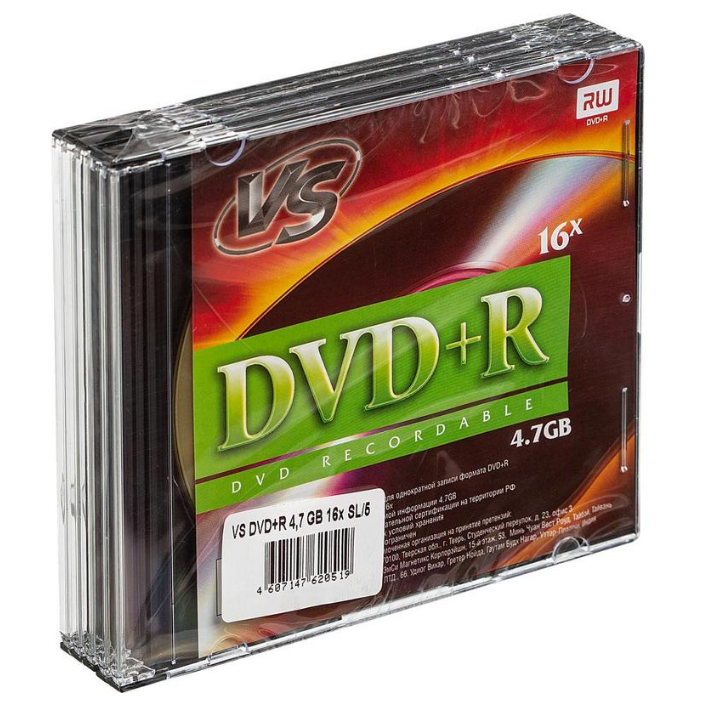 Диск DVD+R VS 4.7GB 16x Slim Case (5 шт.) (VSDVDPRSL501)