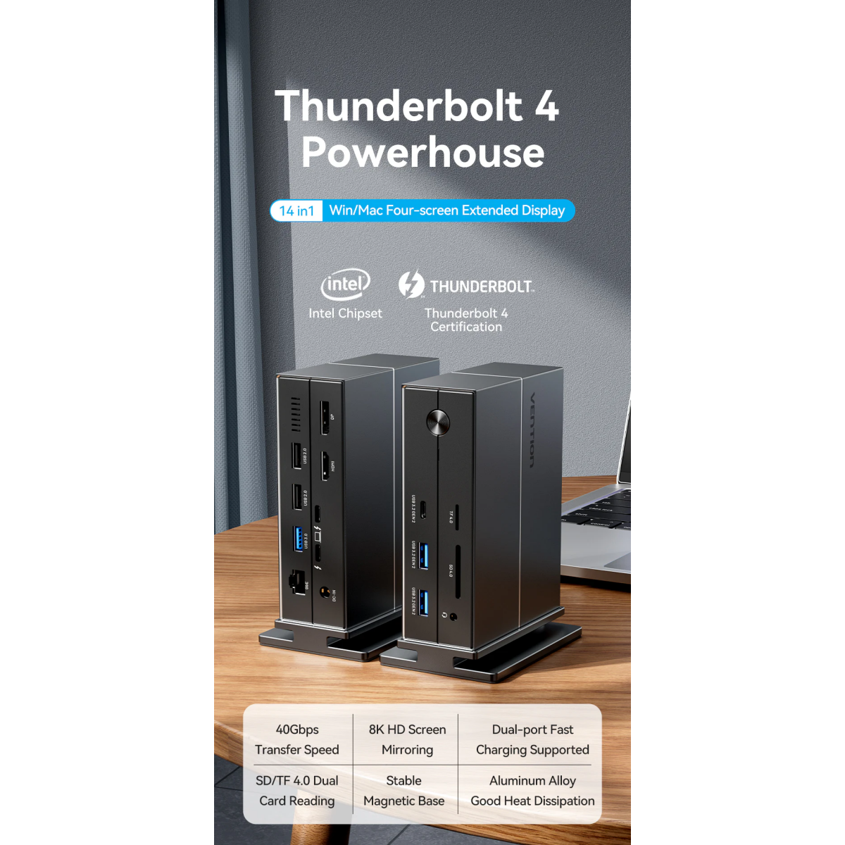 Док-станция Vention 16-in-1 Thunderbolt 4 Docking Station - TPFH0-EU - фото 6