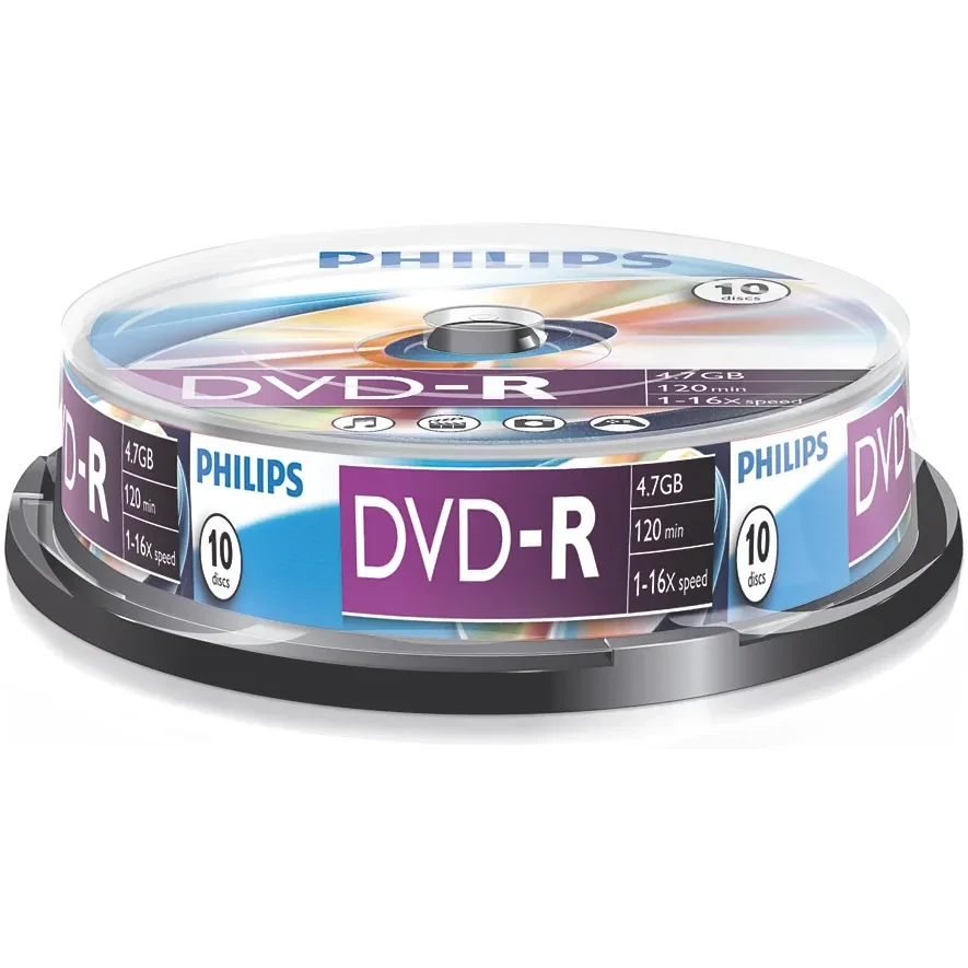 Диск DVD-R Philips 4.7Gb 16x Cake Box (10 шт.) - DM4S6B10F/97