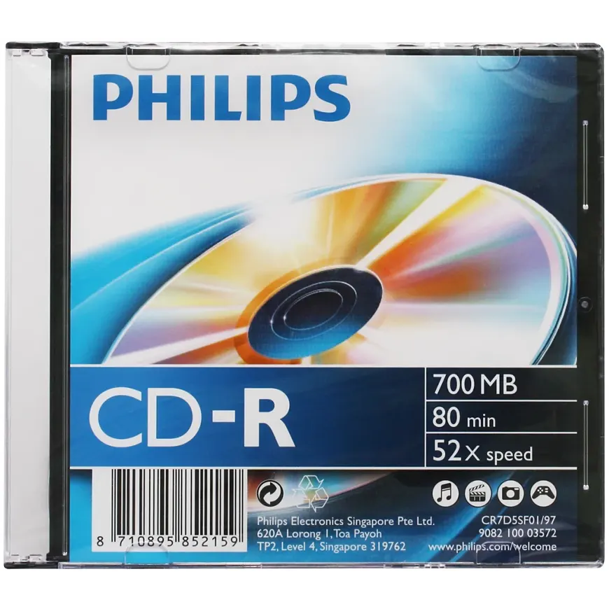 Диск CD-R Philips 700MB 52x Slim Case (1 шт.) (CR7D5SF01/97)