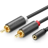 Кабель 3.5 Jack (F) - 2x RCA (M), 1м, UGREEN AV102 (10588)