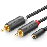 Кабель 3.5 Jack (F) - 2x RCA (M), 0.25м, UGREEN AV102 (10561)