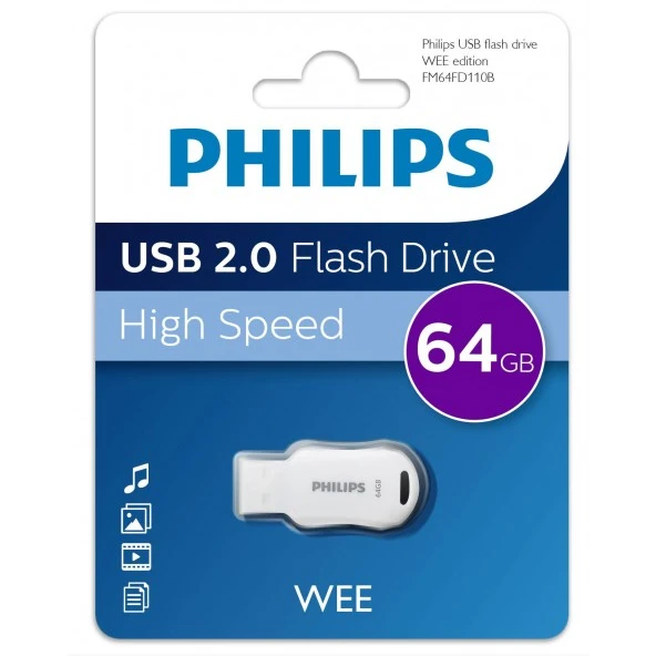 USB Flash накопитель 64Gb Philips WEE 2.0 (FM64FD110B) - FM64FD110B/97