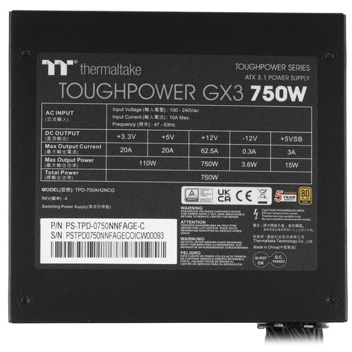 Блок питания 750W Thermaltake Toughpower GX3 (PS-TPD-0750NNFAGE-C) - фото 2