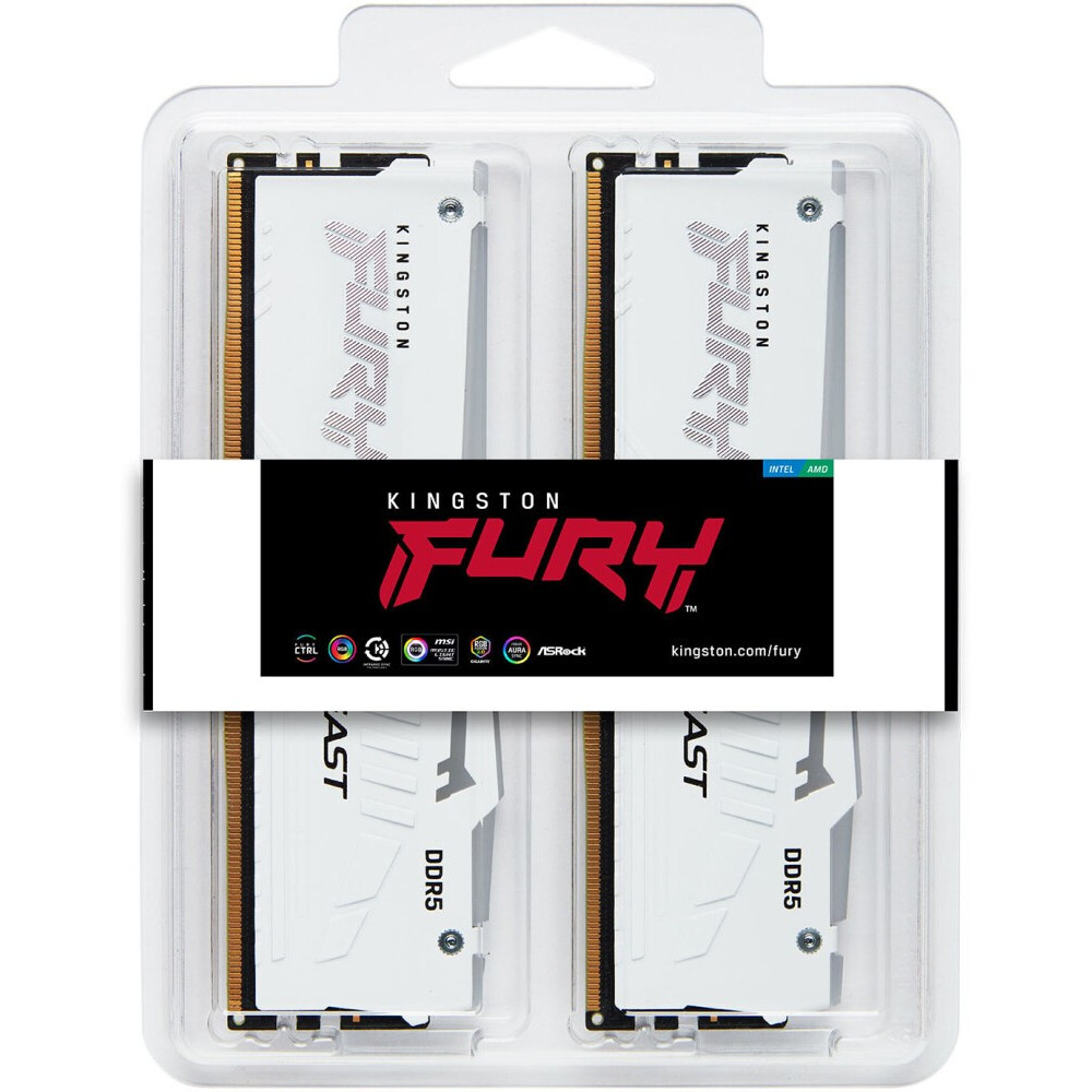 Оперативная память 32Gb DDR5 6000MHz Kingston Fury Beast White RGB (KF560C36BWE2AK2-32) (2x16Gb KIT) - фото 3