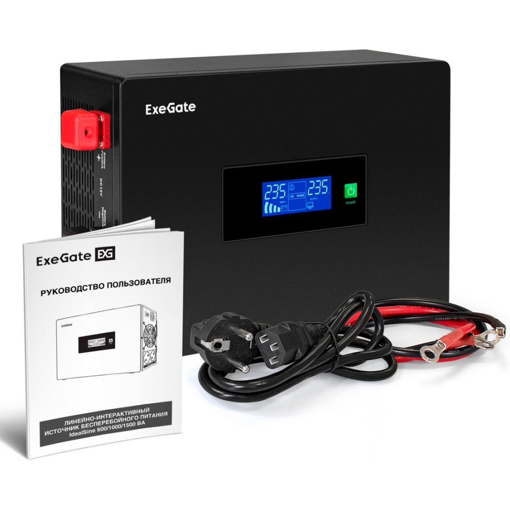 ИБП + батарея ExeGate IdealSine SR-1000.LCD.2SH + HRL 12-33 (33Ач) - EX297406RUS - фото 5