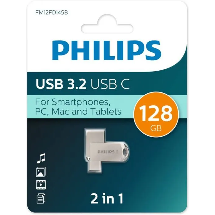 USB Flash накопитель 128GB Philips 2-in-1 (FM12FD145B)