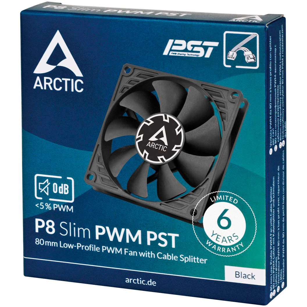 Вентилятор для корпуса Arctic P8 Slim PWM PST Black - ACFAN00295A - фото 6