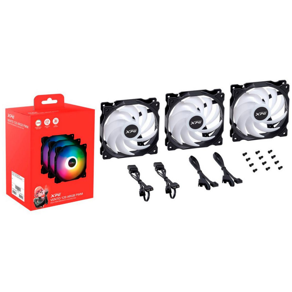 Вентилятор для корпуса ADATA XPG VENTO 120 ARGB PWM Black (3 шт.) - VENTO120ARGBPWM3C-BKCWW - фото 6
