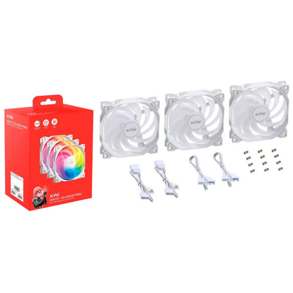 Вентилятор для корпуса ADATA XPG VENTO 120 ARGB PWM White (3 шт.) - VENTO120ARGBPWM3C-WHCWW - фото 4