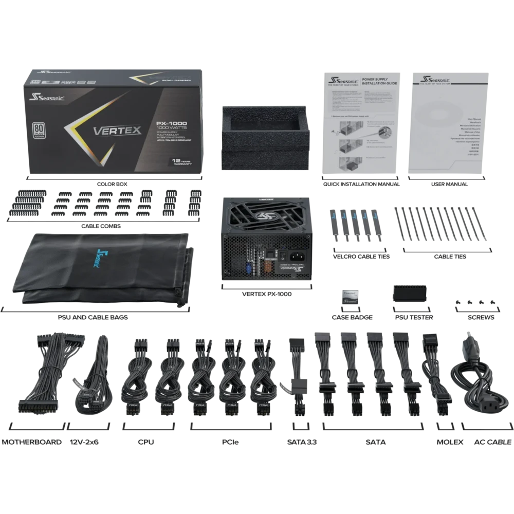 Блок питания 1000W Seasonic PX-1000 VERTEX Platinum - фото 4