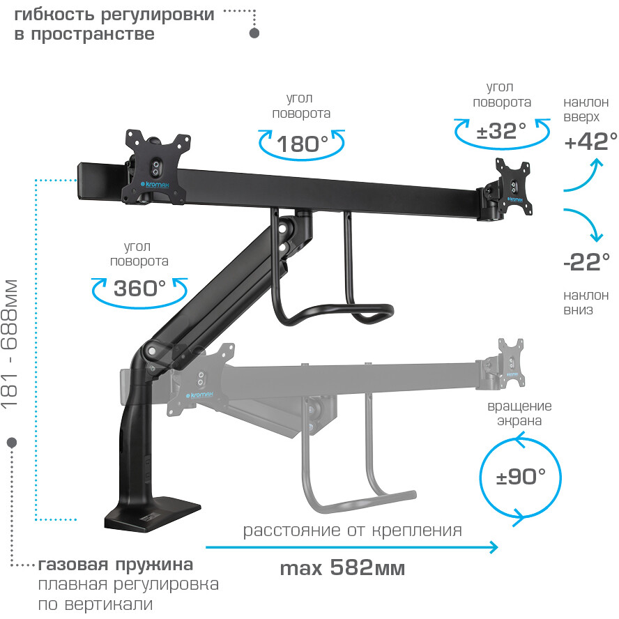 Кронштейн Kromax OFFICE-20 Black - фото 3