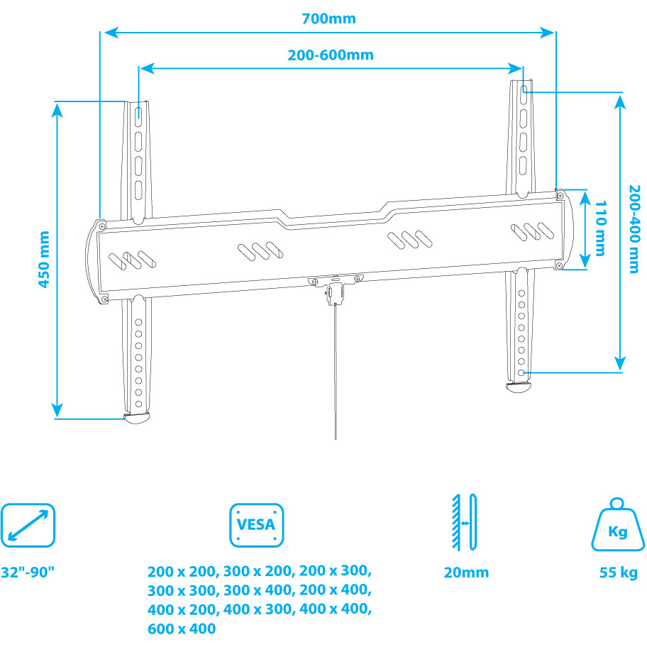 Кронштейн Kromax ULTRA Slim-100 Black - 90651 - фото 8