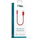 Кабель USB A (M) - microUSB B (M), 0.3м, ttec 2DK25K Red