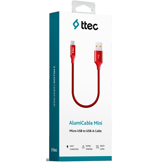 Кабель USB A (M) - microUSB B (M), 0.3м, ttec 2DK25K Red - фото 2